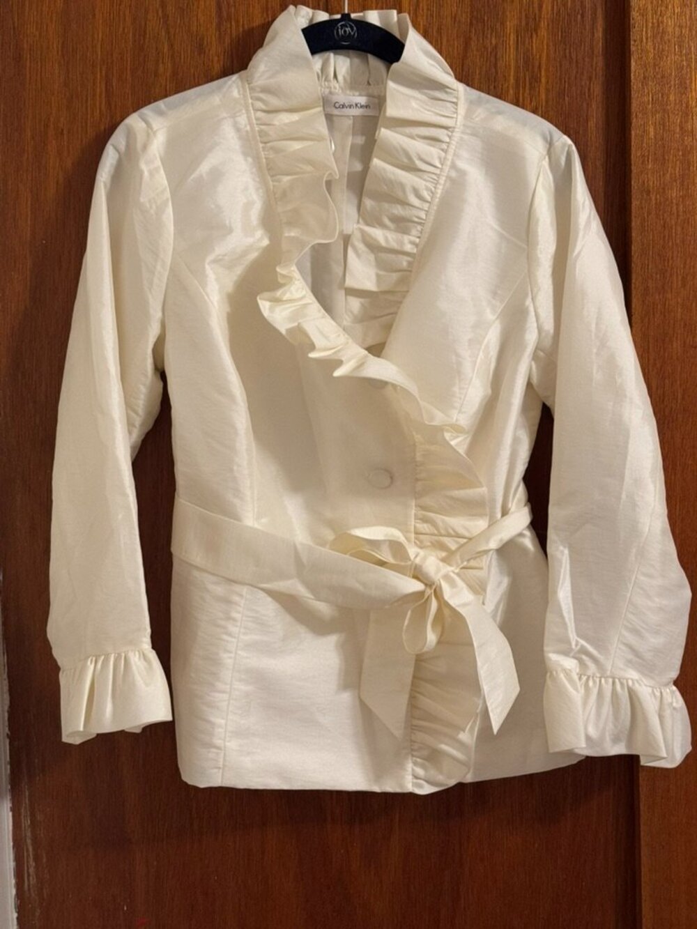 Calvin Klein Satin Ruffled Evening Jacket